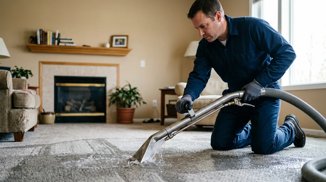 Water damage restoration technician working near Highland Village, TX